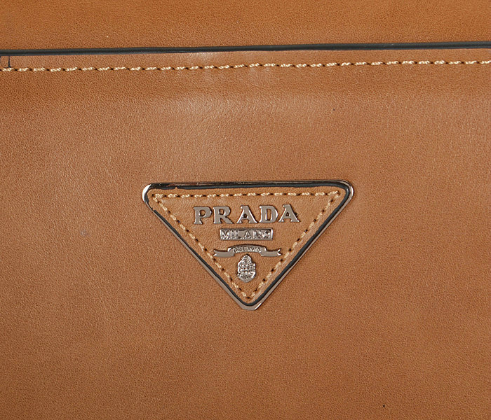 2014 Prada calf leather tote bag BN2603 camel - Click Image to Close